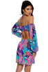 Luli Fama Jungle Fever Long Sleeve Cut Out Short Dress